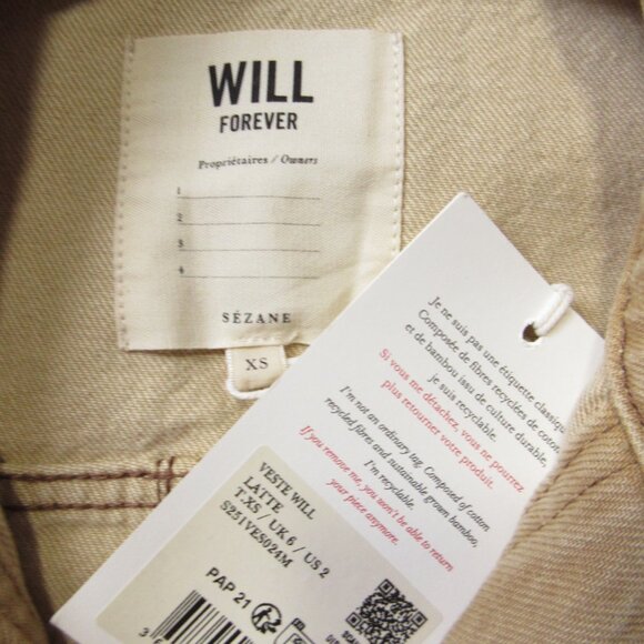 NWT Sezane Will in Latte Oversized Button Down Denim Chore Jacket XS - Picture 7 of 10